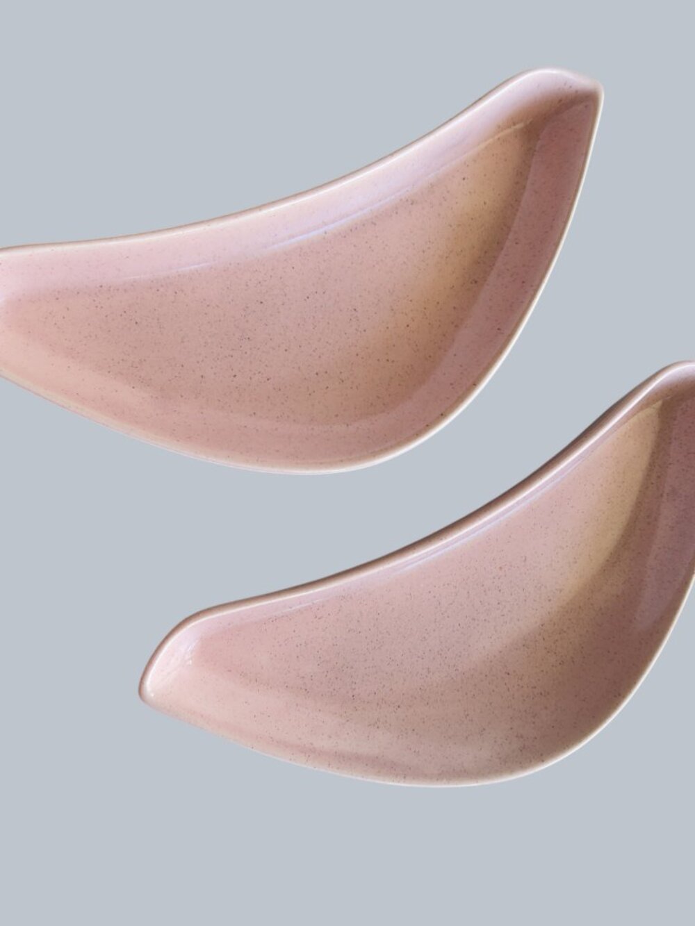 Vintage 60s MCM Atomic Boomerang Pink Speckled Snack Dish Trinket Tray Set of 2